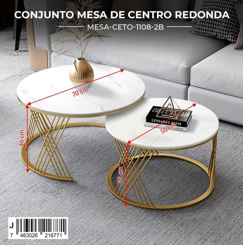 Conjunto de Mesa Redonda de Marmol